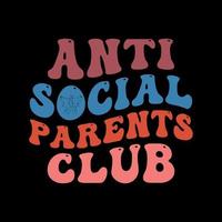 design de camiseta retrô ondulado anti social club vetor