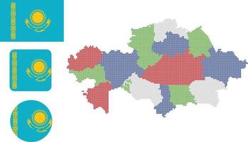 mapa do cazaquistão e ilustração vetorial de símbolo de ícone plano de bandeira vetor