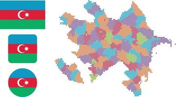 mapa do azerbaijão e ilustração vetorial de símbolo de ícone plano de bandeira vetor
