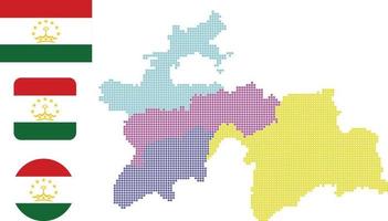 mapa do tajiquistão e ilustração vetorial de símbolo de ícone plano de bandeira vetor