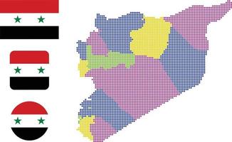 mapa da síria e ilustração vetorial de símbolo de ícone plano de bandeira vetor