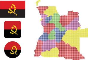 mapa de angola e ilustração vetorial de símbolo de ícone plano de bandeira vetor