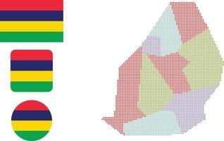 mapa das Maurícias e ilustração em vetor símbolo de ícone plano de bandeira