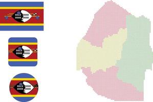 mapa da suazilândia e ilustração vetorial de símbolo de ícone plano de bandeira vetor