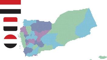 mapa do Iêmen. e bandeira. ilustração em vetor símbolo ícone plano