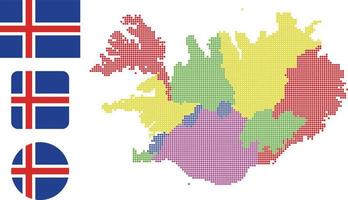 mapa da Islândia. e bandeira. ilustração em vetor símbolo ícone plano