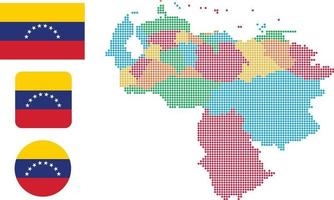 Mapa da Venezuela. e bandeira. ilustração em vetor símbolo ícone plano