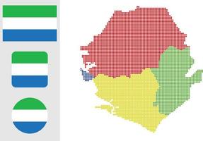 mapa de serra leoa e ilustração vetorial de símbolo de ícone plano de bandeira vetor