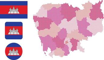 mapa do camboja e ilustração vetorial de símbolo de ícone plano de bandeira vetor