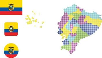 mapa do Equador. e bandeira. ilustração em vetor símbolo ícone plano