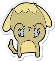 adesivo de um cachorro chorando de desenho animado vetor
