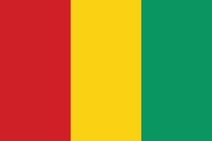 bandeira da Guiné em fundo branco. cores oficiais nacionais guineenses e proporção correta. estilo plano. vetor