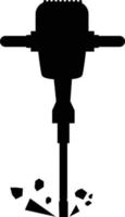 ícone de britadeira em fundo branco. britadeira com pedaços de sinal de pedras. símbolo de demolição. estilo plano. vetor