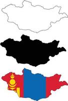 mapa da Mongólia em fundo branco. mapa da Mongólia de contorno preto. estilo plano. vetor