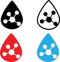 ícone de gota de ácido sobre fundo branco. sinal de ácido hialurônico. símbolo de fórmula química hidratante. estilo plano. vetor