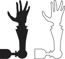ícone de braço protético em fundo branco. deficiência e sinal de braço artificial e protético. estilo plano. vetor