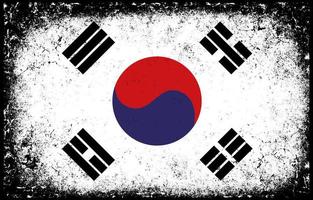 ilustração de bandeira nacional da coreia do sul vintage grunge sujo velho vetor