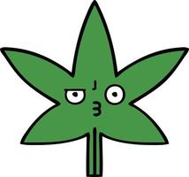 folha de maconha bonito dos desenhos animados vetor