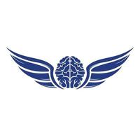 cérebro voador com modelo de design de logotipo de vetor de asas.