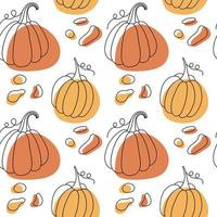 padrão sem emenda de detalhes de outono com ilustrações de doodle. fundo de abóboras de outono. ilustração da natureza para papel de embrulho, têxteis, decorações. vetor