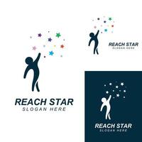 um logotipo para alcançar as estrelas ou um logotipo para alcançar um sonho ou objetivo. logotipo usando o modelo de ilustração vetorial de design de conceito. vetor