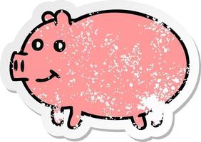 vinheta angustiada de um porco bonito dos desenhos animados vetor