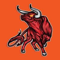 logotipo de mascote de jogos de esportes de red bull selvagem vetor