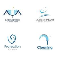 logotipo de limpeza, logotipo de proteção de limpeza e logotipo de limpeza da casa. com um conceito de design de vetor de ilustração de modelo.