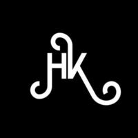 design de logotipo de letra hk em fundo preto. hk conceito de logotipo de letra de iniciais criativas. hh design de letras. hk design de letra branca sobre fundo preto. hk, logotipo hk vetor