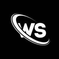 logotipo ws. projeto ws. letra ws branca. design de logotipo de carta ws. letra inicial ws vinculado ao logotipo do monograma em maiúsculas do círculo. vetor