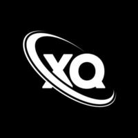 logotipo xq. projeto xq. letra xq branca. design de logotipo de letra xq. letra inicial xq vinculado ao logotipo do monograma em maiúsculas do círculo. vetor