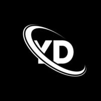 logotipo jd. projeto jd. carta yd branca. design de logotipo de carta yd. letra inicial yd logotipo do monograma maiúsculo do círculo vinculado. vetor