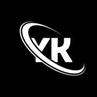 logotipo yk. k projeto. carta branca yk. design de logotipo de letra yk. letra inicial yk vinculado ao logotipo do monograma em maiúsculas do círculo. vetor