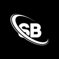 logotipo sb. projeto sb. letra sb branca. design de logotipo de carta sb. letra inicial sb logotipo monograma maiúsculo círculo vinculado. vetor