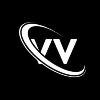 vv logotipo. projeto v. letra vv branca. design de logotipo de carta vv. letra inicial vv logotipo do monograma maiúsculo do círculo vinculado. vetor