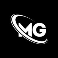logotipo mg. projeto mg. carta mg branca. design de logotipo de carta mg. letra inicial mg logotipo do monograma maiúsculo do círculo vinculado. vetor