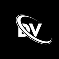 logotipo dv. projeto dv. carta dv branca. design de logotipo de carta dv. letra inicial dv vinculou o logotipo do monograma em maiúsculas do círculo. vetor