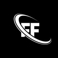ff logotipo. projeto fx. carta fx branca. design de logotipo de letra fx. letra inicial fx vinculado ao logotipo do monograma maiúsculo do círculo. vetor