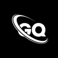 logotipo gq. projeto gq. letra gq branca. design de logotipo de letra gq. letra inicial gq vinculado ao logotipo do monograma maiúsculo do círculo. vetor