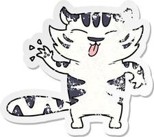 vinheta angustiada de um tigre branco de desenho animado vetor
