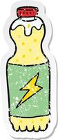 vinheta angustiada de uma garrafa de refrigerante de desenho animado vetor
