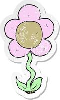 vinheta angustiada de uma flor de desenho animado vetor