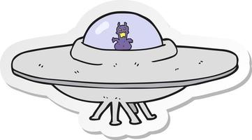 adesivo de um ufo de desenho animado vetor