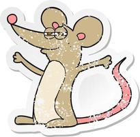 adesivo retrô angustiado de um rato de desenho animado vetor