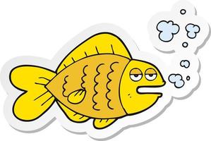 adesivo de um peixe engraçado de desenho animado vetor