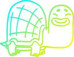 desenho de linha de gradiente frio desenho animado tartaruga feliz vetor