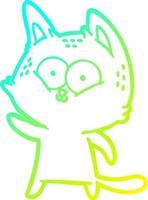 desenho de linha de gradiente frio gato de desenho animado acenando vetor