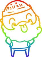 homem de desenho de linha gradiente de arco-íris com barba saindo da língua vetor