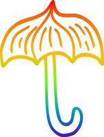 guarda-chuva aberto dos desenhos animados de desenho de linha de gradiente de arco-íris vetor