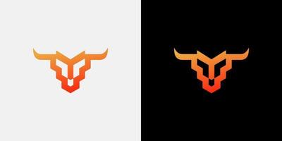 design de logotipo de cabeça de touro com estilo minimalista vetor